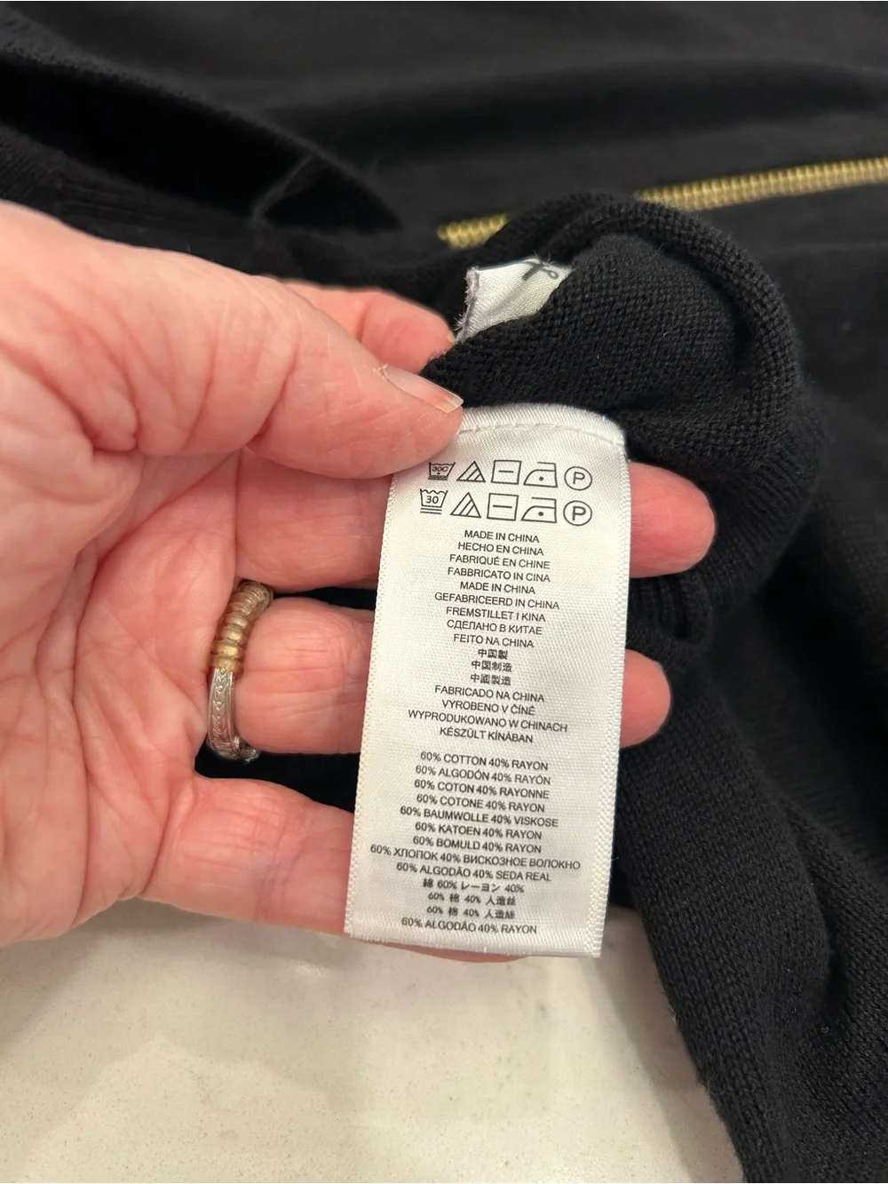 Michael Kors Black Zip-Front Bomber Jacket with Gold Hardware